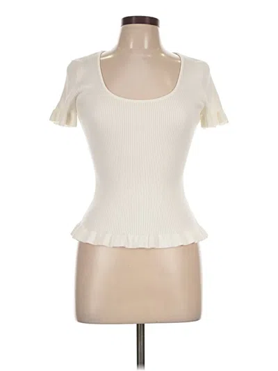 Pre-owned The Workshop Short Sleeve Top Ivory Sweetheart Neckline Tops