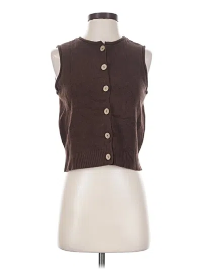 Pre-owned The Workshop Sleeveless Button Down Shirt In Brown