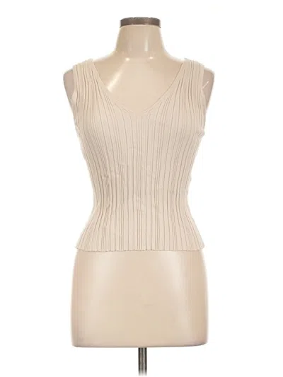 The Workshop Sleeveless Top Ivory Plunge Neckline Tops