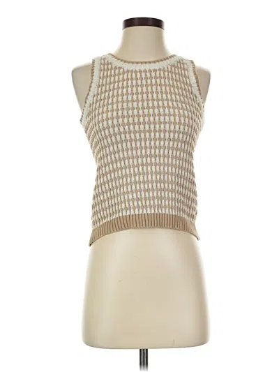Pre-owned The Workshop Sleeveless Top Tan Halter Neckline Tops