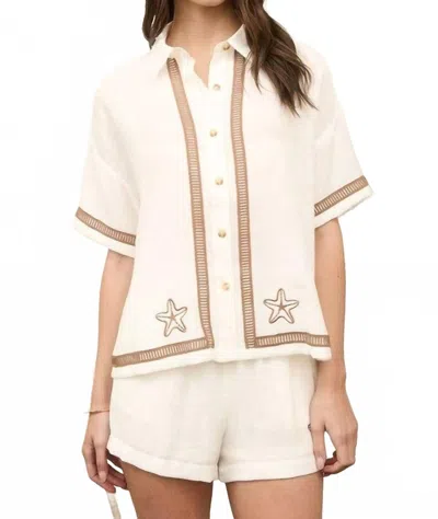 The Workshop Starfish Embroidery Detail Shorts In Off White In Neutral