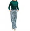 The Workshop Stripe Mock Neck Long Sleeve Knit Sweater In Hunter Green In Green