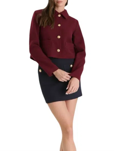The Workshop Studio Button Down Solid Tweed Jacket In Deep Red In Silver