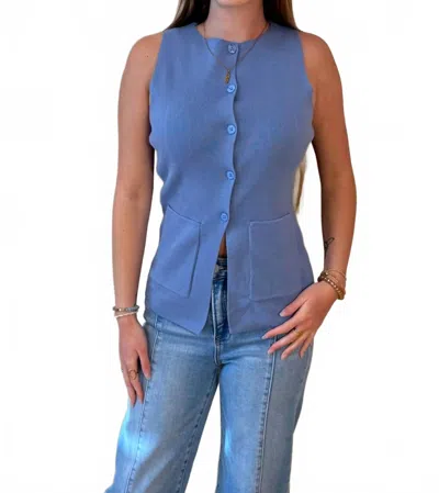 The Workshop Studio Evelyn Knit Vest Top In Light Blue