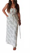 The Workshop Studio Floral Front Tie A-line Midi Skirt In Cream In White