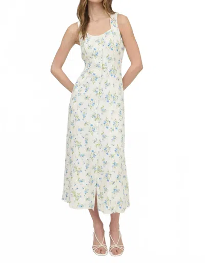 The Workshop Studio Floral Sleeveless Button Down Midi Dress In Ivory Multi In White