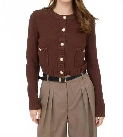 The Workshop Studio Lilly Cardigan In Chocolate In Gold