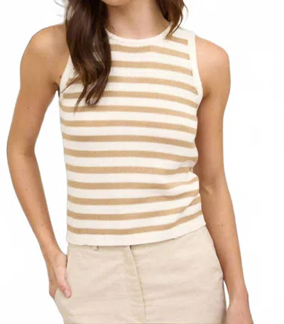 The Workshop Studio Lina Stripe Knit Tank Top In Khaki In Multi
