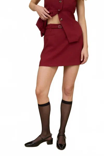 The Workshop Studio Lindell Belted Mini Skirt In Burgundy