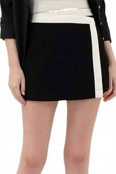 The Workshop Studio Mabel Contrast Trim Wrap Skort In Black