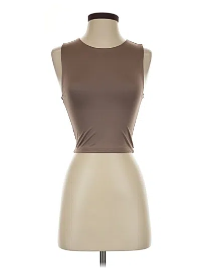 Pre-owned The Workshop Tank Top Brown Strapless Neckline Tops