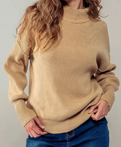 The Workshop Valley Ribbed Mock Neck Sweater In Khaki