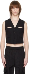The World Is Your Oyster Black Cutout Waistcoat In Black
