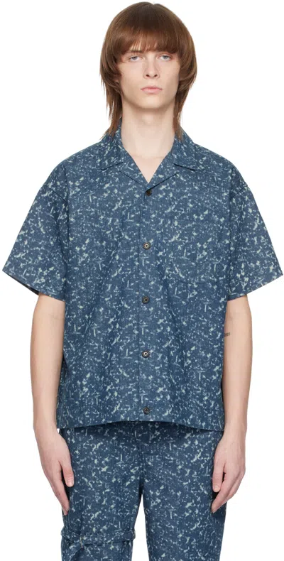 The World Is Your Oyster Blue Snow-washed Shirt