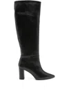 Thea Mika 80mm Leather Block-heel Boots In Black