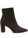 Thea Mika 80mm Pointed-toe Block-heel Boots In Brown