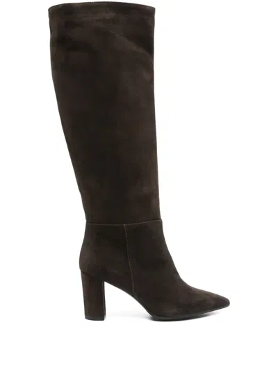 Thea Mika 80mm Suede Block-heel Boots In Brown