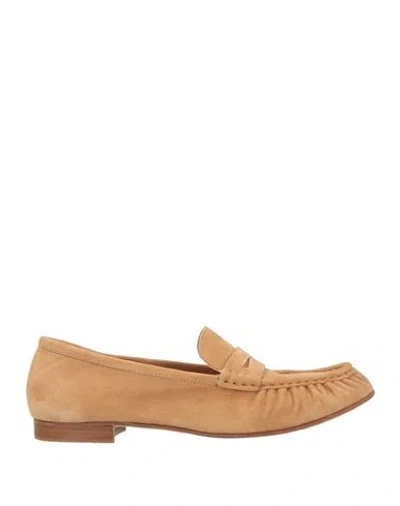 Thea Mika Woman Loafers Camel Size 8 Leather In Brown