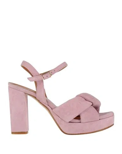 Thea Mika Woman Sandals Pink Size 8 Leather In Multi