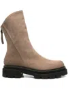Thea Mika Zip-detail Calf Suede Boots In Neutral