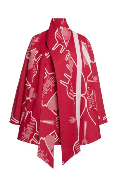 Thebe Magugu Basotho Bow-front Cotton Cape In Red