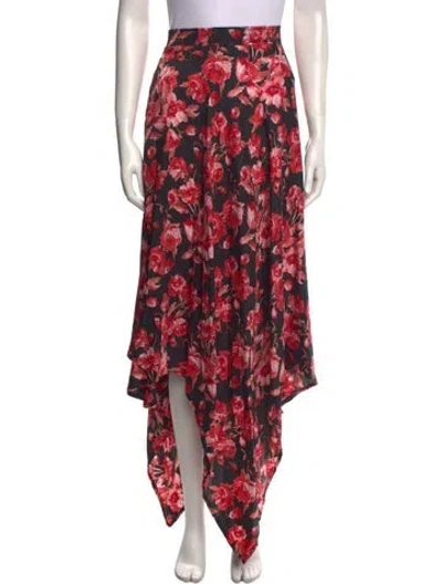 Pre-owned Thebe Magugu Floral Print Long Skirt In Black