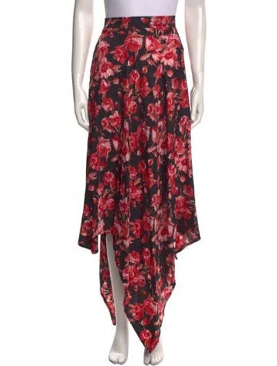 Pre-owned Thebe Magugu Floral Print Long Skirt In Black
