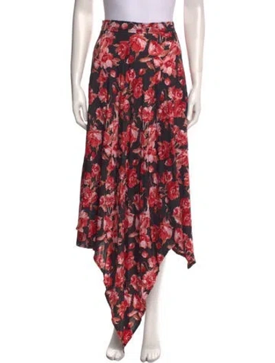 Pre-owned Thebe Magugu Floral Print Long Skirt In Red