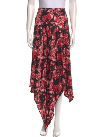 Pre-owned Thebe Magugu Floral Print Long Skirt In Red