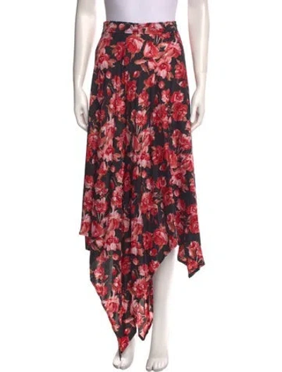 Pre-owned Thebe Magugu Floral Print Long Skirt In Red