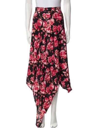 Pre-owned Thebe Magugu Floral Print Long Skirt In Red