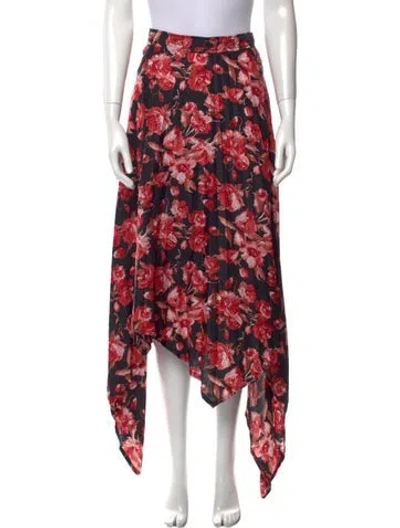 Pre-owned Thebe Magugu Floral Print Long Skirt In Red