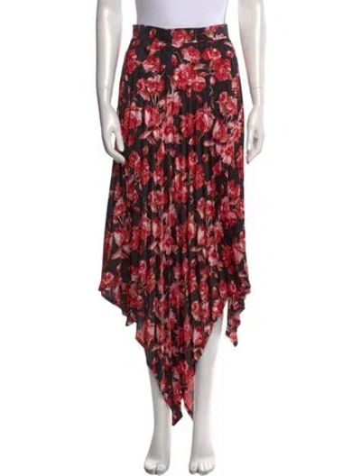 Pre-owned Thebe Magugu Floral Print Long Skirt In Red