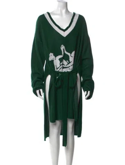 Pre-owned Thebe Magugu Graphic Print Long Dress In Green