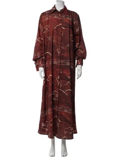 Pre-owned Thebe Magugu Graphic Print Long Dress In Multi