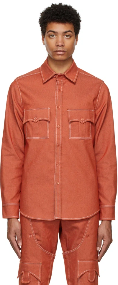 Thebe Magugu Orange Chambray Shirt In Burnt Orange