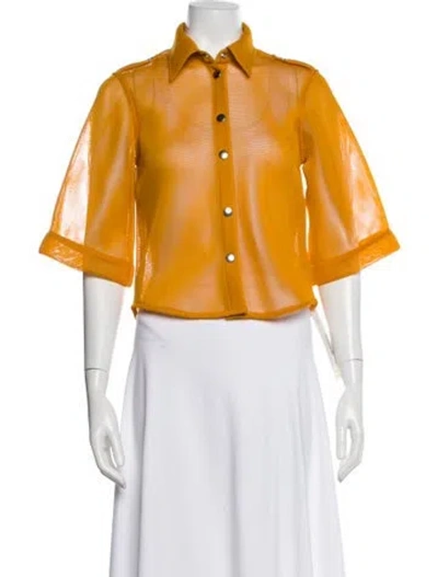 Pre-owned Thebe Magugu Short Sleeve Button-up Top In Orange