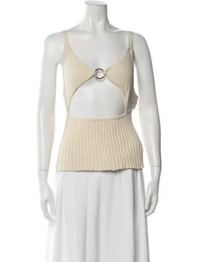 Pre-owned Thebe Magugu V-neck Sleeveless Crop Top W/ Tags In Neutrals