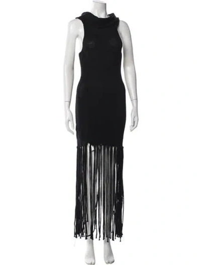 Pre-owned Thebe Magugu Wool Long Dress W/ Tags In Black
