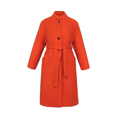 Thefour Women's Yellow / Orange / Red Noble Wool Coat