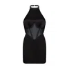 Thegtfashion Women's Black Mesh Corset Halterneck Dress