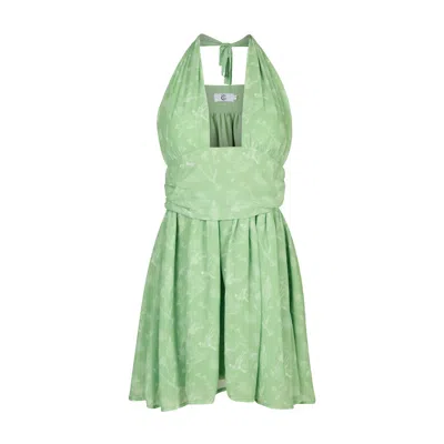 Thegtfashion Women's Green Halter Mini Dress