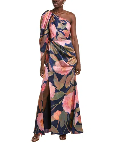 Theia Abby One-shoulder Gown In Multi