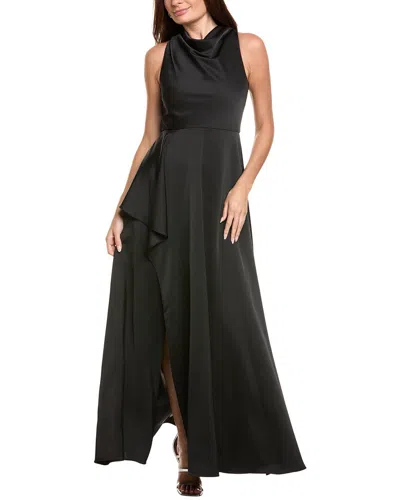 Theia Amara Drape Gown In Black