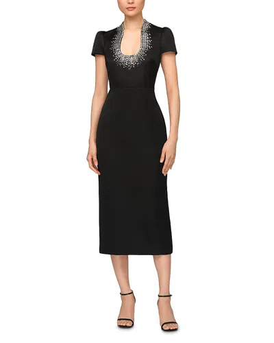 Theia Anya Embellished Shift Dress In Black