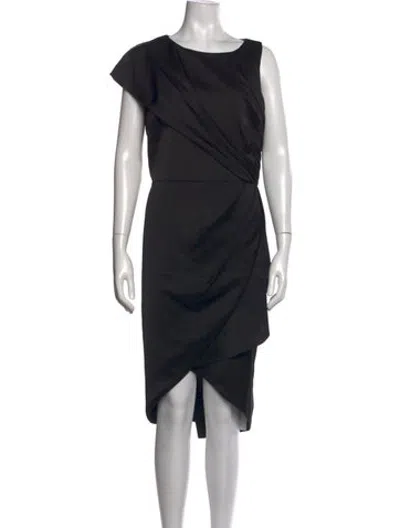 Pre-owned Theia Asymmetrical Knee-length Dress In Black