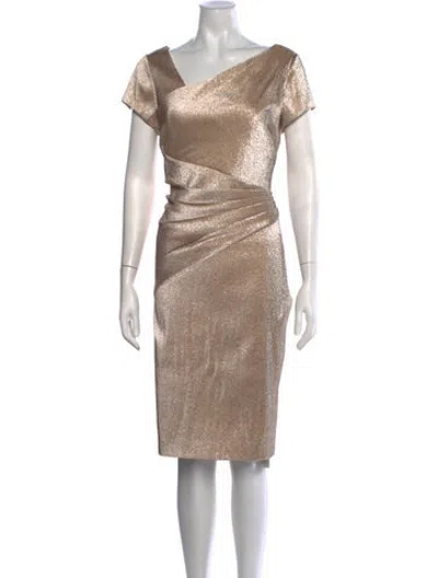 Pre-owned Theia Asymmetrical Knee-length Dress In Neutrals