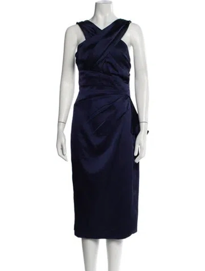 Pre-owned Theia Asymmetrical Knee-length Dress W/ Tags In Blue