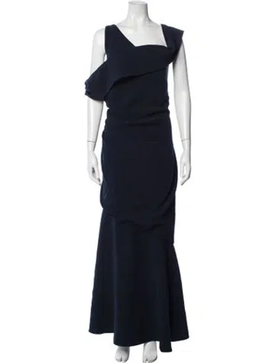 Pre-owned Theia Asymmetrical Long Dress In Blue
