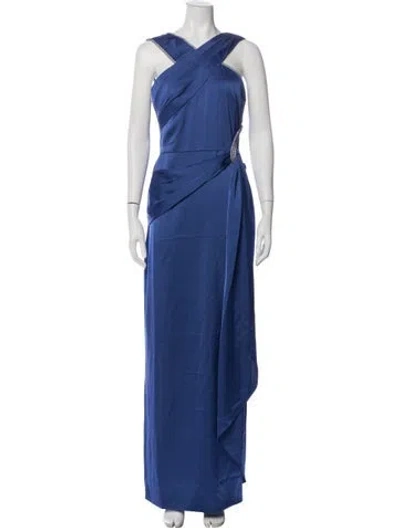 Pre-owned Theia Asymmetrical Long Dress W/ Tags In Blue